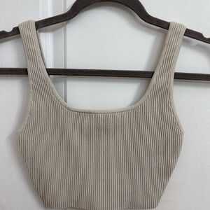 Babaton Ribbed Cream Tank Top